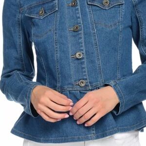 Kate & Mallory® Stretch Denim Pointed Collar Ruffled Hem Jacket 2x plus‎
